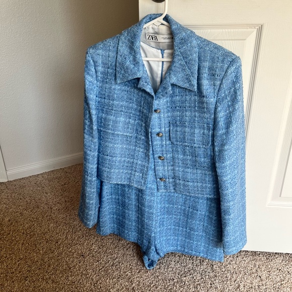NWT Zara Short Textured Weave Jumpsuit and Jacket - Picture 4 of 5